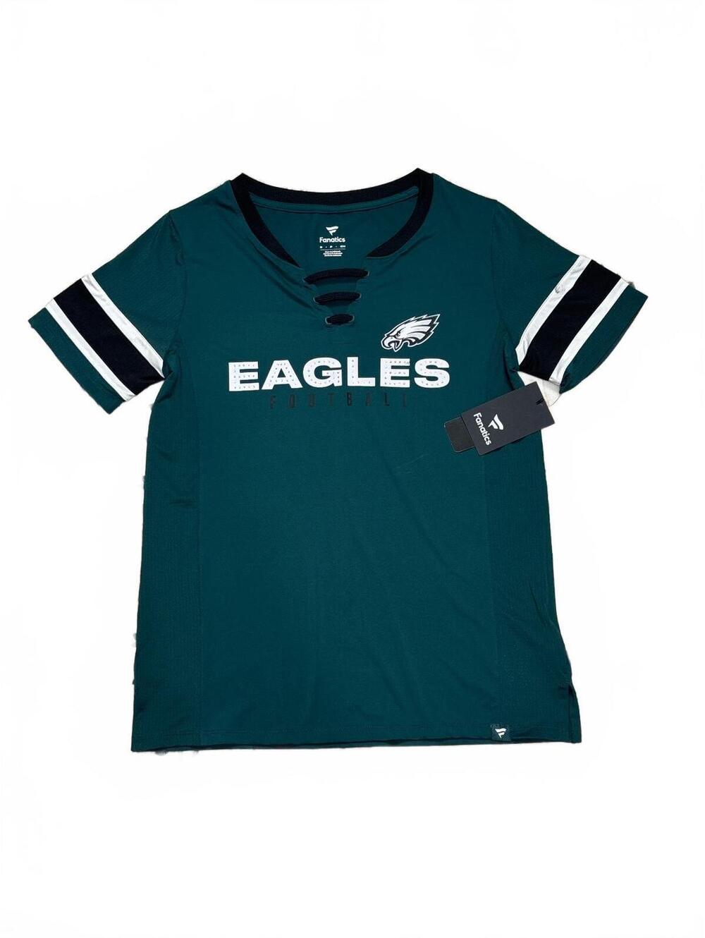 Philadelphia Eagles Women's Green Cutout V-Neck T-Shirt Size S
